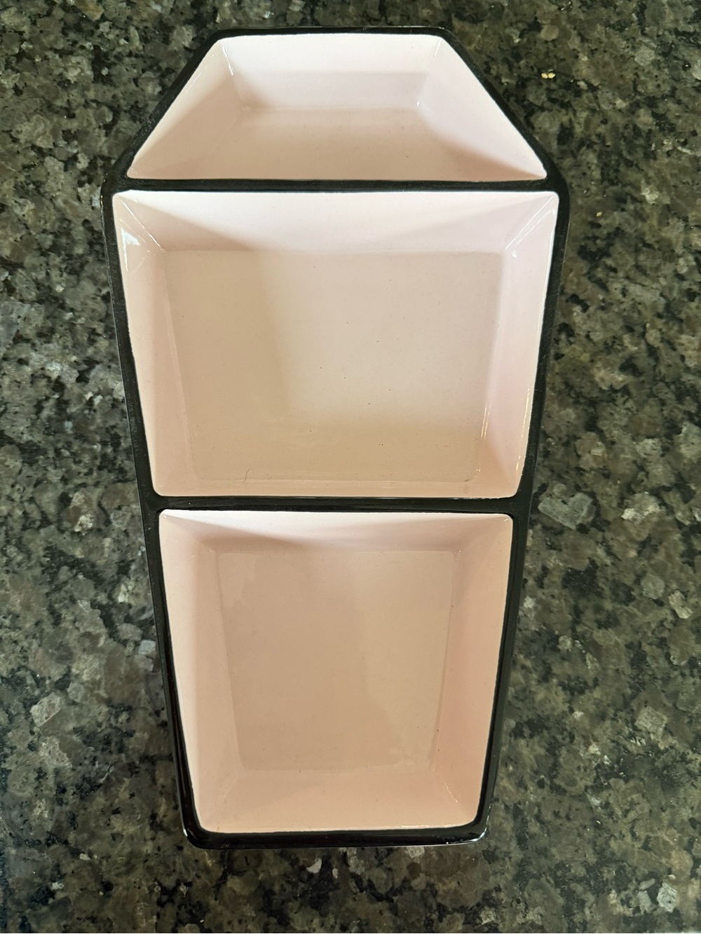 Triple Compartment Pink Ceramic Serving Tray by